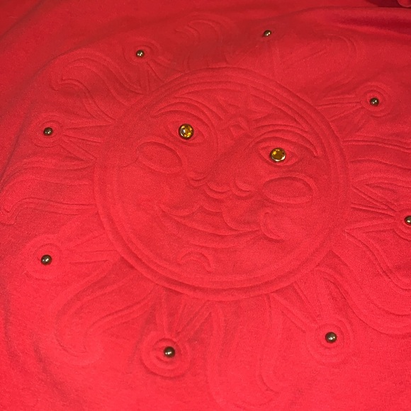 Vintage 90s Kavio Designs  Red Aztec Sun Oversize T-Shirt with Rhinestones Sz XL - Picture 8 of 8